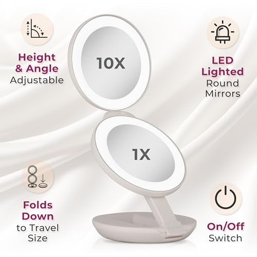 Zadro 4.5" Round LED Compact Mirror 10X/1X Travel Mirror with Lights and Magnification 3 AAA batteries LED Makeup Mirror - Image 4
