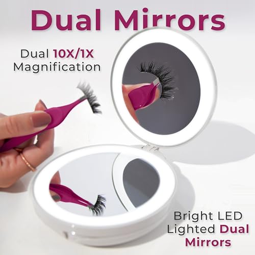 Zadro 4.5" Round LED Compact Mirror 10X/1X Travel Mirror with Lights and Magnification 3 AAA batteries LED Makeup Mirror - Image 5