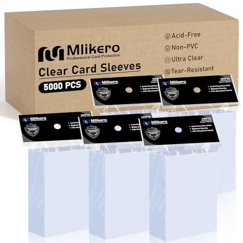 Mlikero 5000 Counts Card Sleeves Clear Penny Sleeves for Trading Cards Baseball Card Sleeves Soft Trading Cards Sleeve Fit for MTG TCG Baseball Cards Football Cards Game Cards - Image 1
