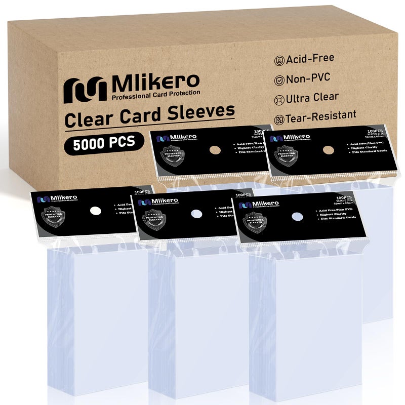Mlikero 5000 Counts Card Sleeves Clear Penny Sleeves for Trading Cards Baseball Card Sleeves Soft Trading Cards Sleeve Fit for MTG TCG Baseball Cards Football Cards Game Cards - Image 2
