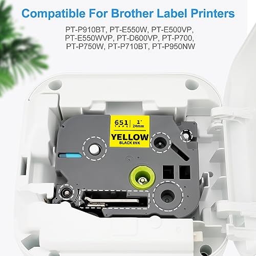 Absonic 24mm Yellow Tze Label Tape Compatible for Brother TZe-651 Tze651 0.94" Black on Yellow Tz Laminated Tape for Ptouch Label Maker PTD610BT PTD600 PTP750W PTP710BT E550WVP 2730VP 2430PC, 3 Pack - Image 3
