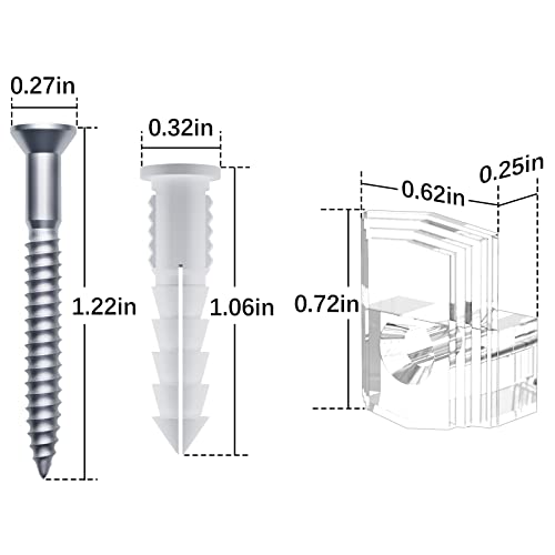 BAGTeck Mirror Holder Kit - 22 Crystal Clear Plastic Clips, Glass Retainer Clips, Hanging Kit with Screws and Fixed Mirror Box Door - Image 4