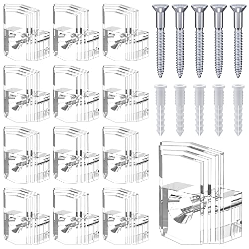 BAGTeck Mirror Holder Kit - 22 Crystal Clear Plastic Clips, Glass Retainer Clips, Hanging Kit with Screws and Fixed Mirror Box Door - Image 1