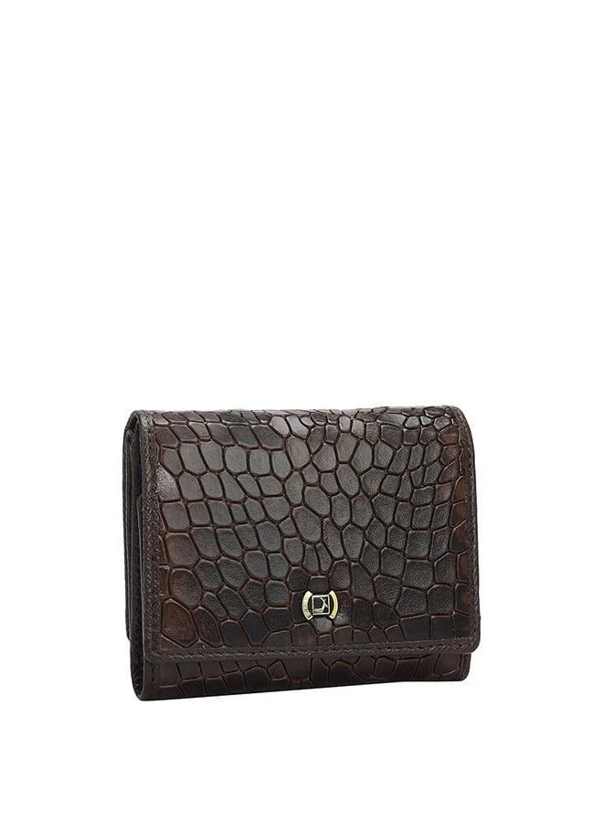 Da Milano Da Milano Women's Croco-Embossed Leather Continental Wallet - Brown (LW-10028A-OL)