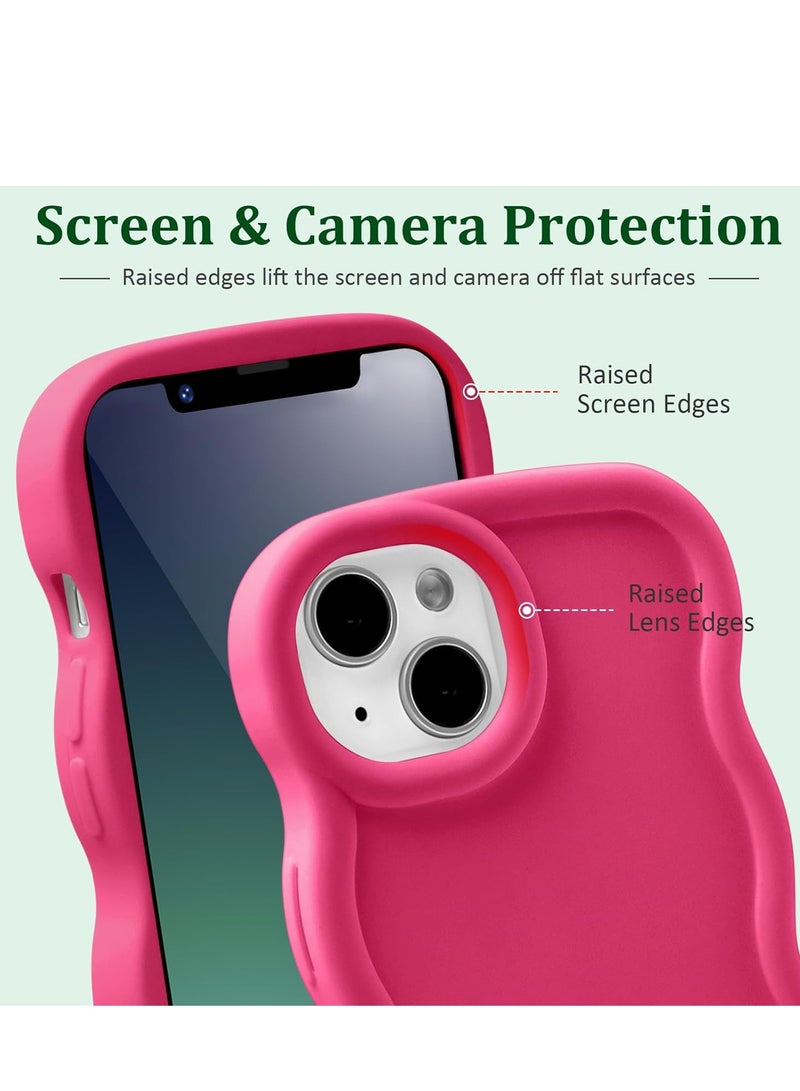 غلاف موجة لآيفون 13/14 (6.1 بوصة)، إطار متموج لطيف من TPU للبنات والنساء، غلاف هاتف ناعم ملمس حريري واقي من الصدمات مع غطاء ممتص للصدمات، زهري فاتح - Image 2