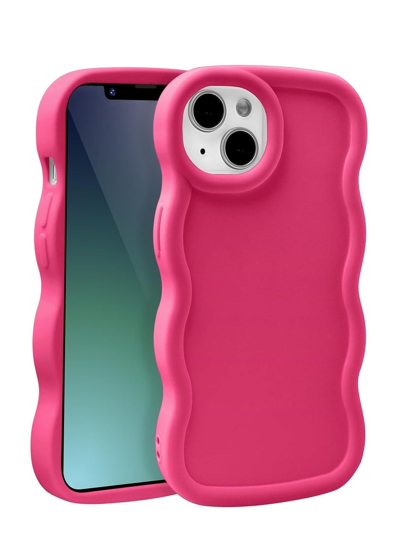 غلاف موجة لآيفون 13/14 (6.1 بوصة)، إطار متموج لطيف من TPU للبنات والنساء، غلاف هاتف ناعم ملمس حريري واقي من الصدمات مع غطاء ممتص للصدمات، زهري فاتح - Image 1