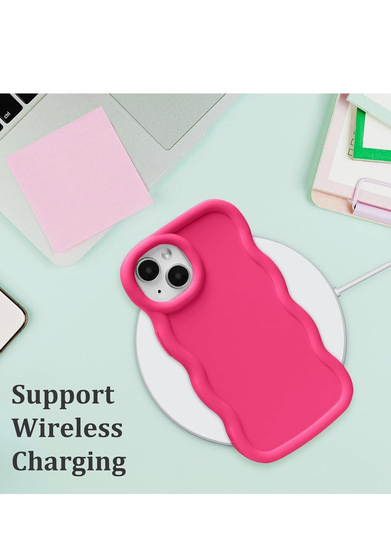 غلاف موجة لآيفون 13/14 (6.1 بوصة)، إطار متموج لطيف من TPU للبنات والنساء، غلاف هاتف ناعم ملمس حريري واقي من الصدمات مع غطاء ممتص للصدمات، زهري فاتح - Image 4