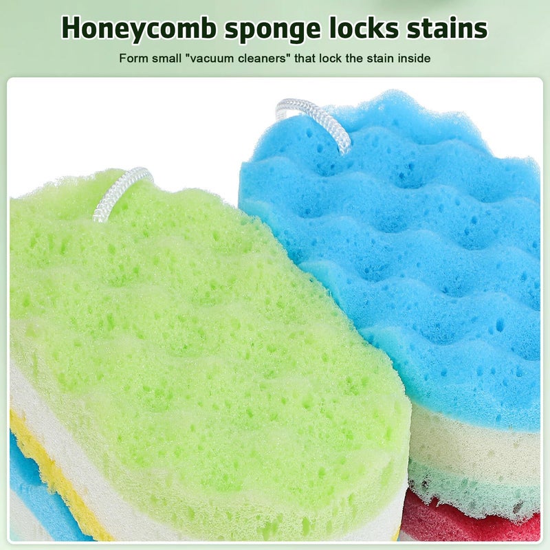 Large Bath Sponge Set of 4 with Gentle Exfoliation Long Loofah Resilient Material Hanging Storage - Image 5