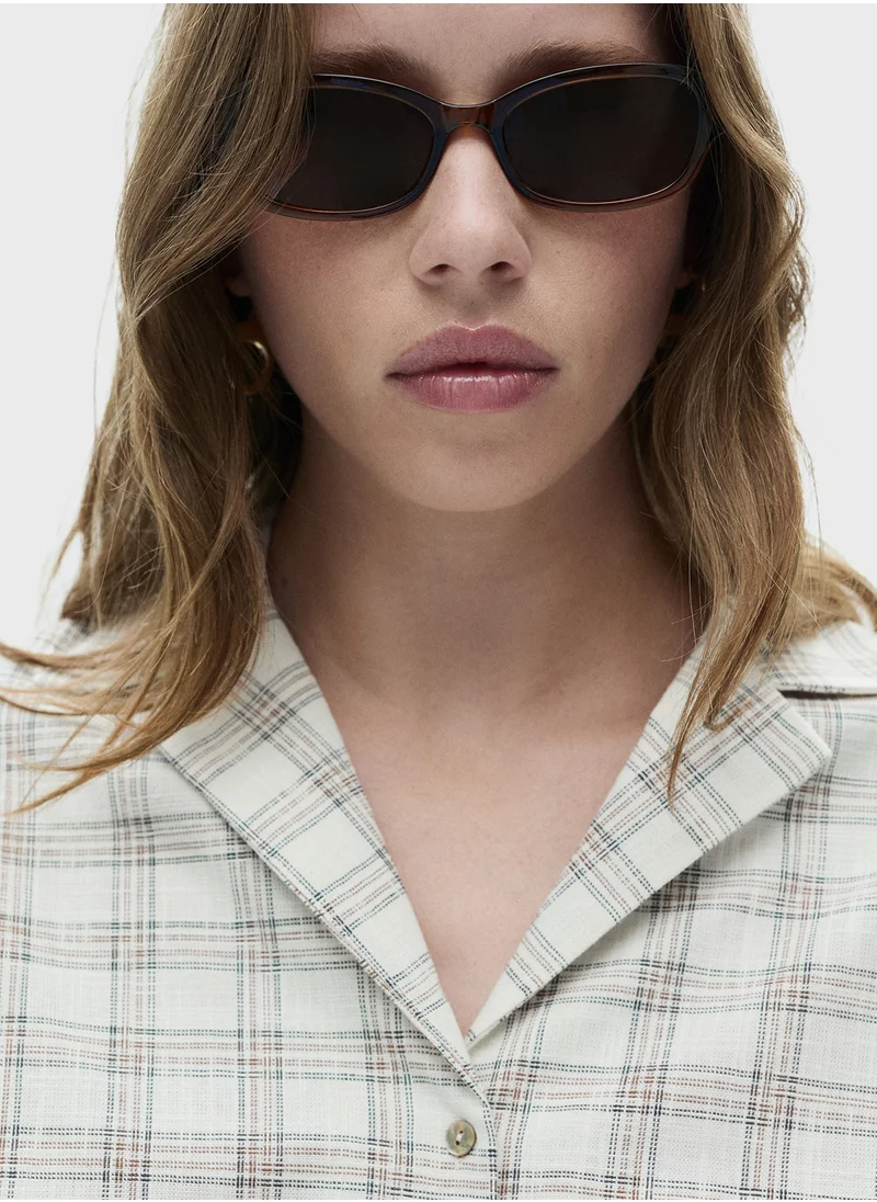مانجو Check Crop Shirt