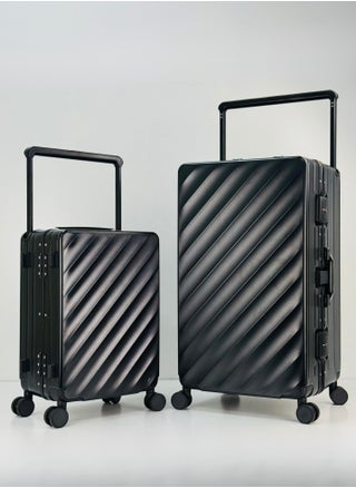 Light Weight Wide Handle Aluminum Frame Fashion Trolley Luggage Set of 2-piece Unbreakable Polypropylene and Polycarbonate Strong Hard Suit Case with Dual Strong TSA approved lock and 4 Quite 360° Double wheels and Original 100% Aluminum Frame with free protection Cover (Carry-on Luggage and Checked Luggage 20-Inch/28-Inch) - BLACK - pzsku/Z04A8DC2DDF61D7CFA09EZ/45/1749892480/eb11409e-bad6-432b-8f1d-56e26eca02f1