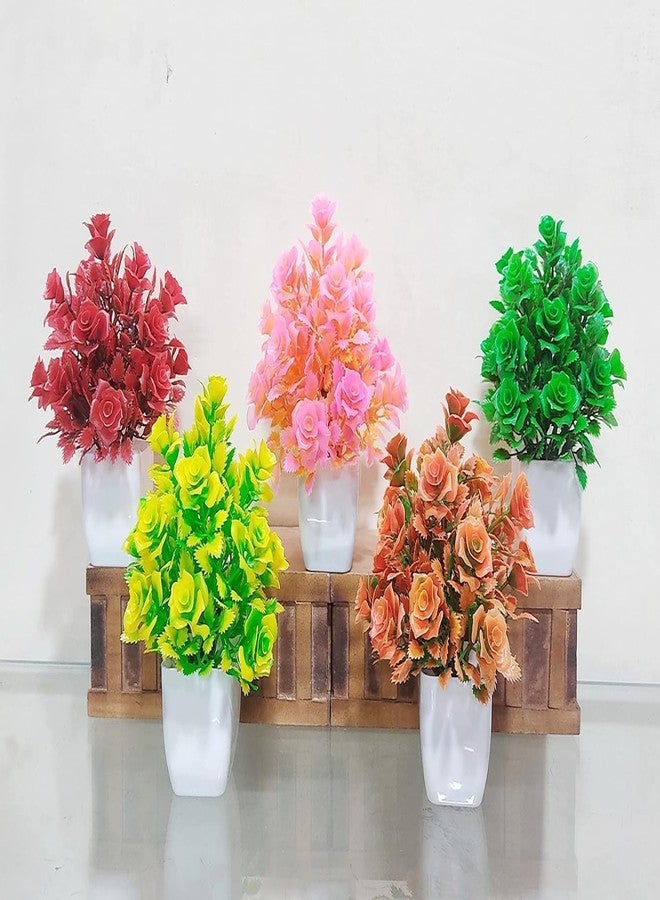 YOOKO Multicolour Artificial Flower Pot for Decoration for Home Office Living Room and Balcony Pack of 1 - Image 3