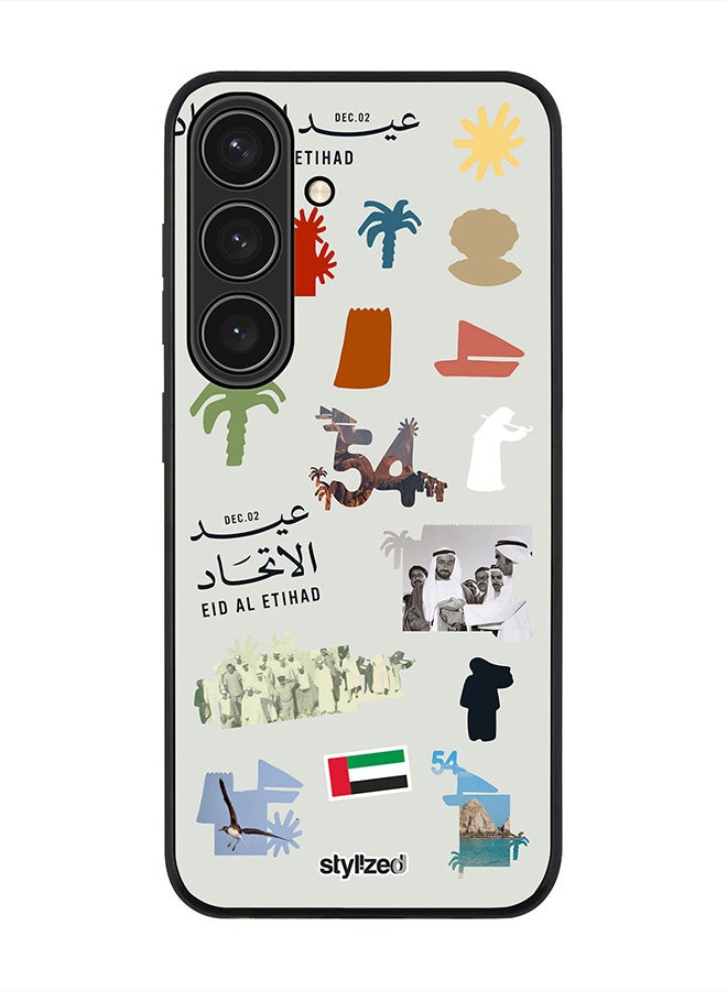 Stylizedd Cover for Samsung Galaxy S25 Case, Rugged Black Slim fit Soft Flexible Anti Drop TPU Gel Thin Protective Phone Cases- Eid Al Etihad 54th UAE National Day, Light Grey - Image 1
