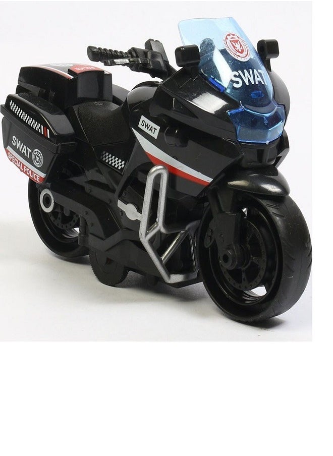 die cast SWAT Police Motorcycle,Pull Back Motorcycle Toy, 1:12 Motorcycle Model for Kids,Pull Back Motorcycle - Emergency Vehicle Design Toys (Black)  - Image 1