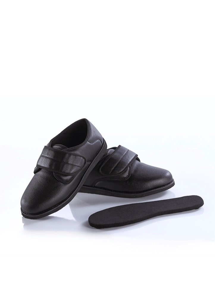 HT Very Comfortable Medical Diabetic Shoe for Swollen feet for Diabetics, Orthotics, and Rheumatic Patients, Size 41, Black - Image 2