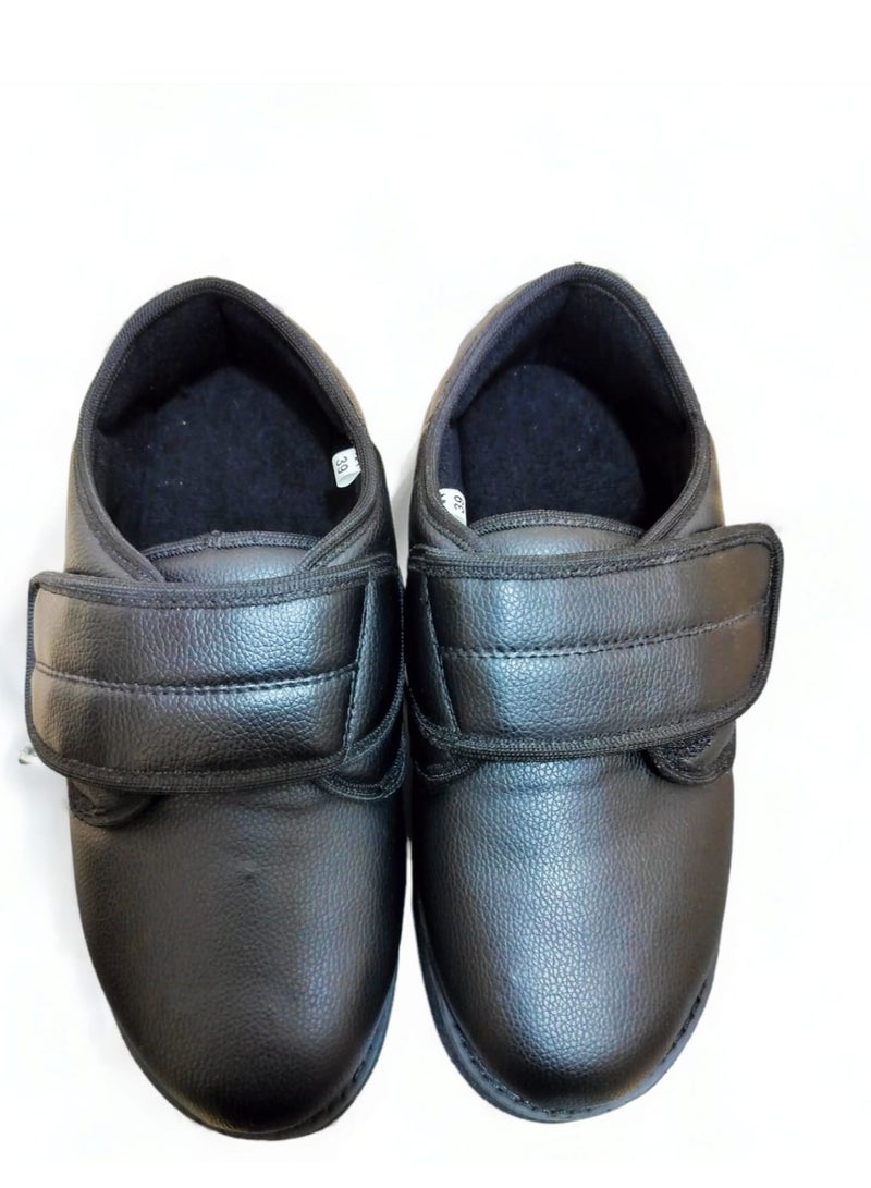 HT Very Comfortable Medical Diabetic Shoe for Swollen feet for Diabetics, Orthotics, and Rheumatic Patients, Size 41, Black - Image 3