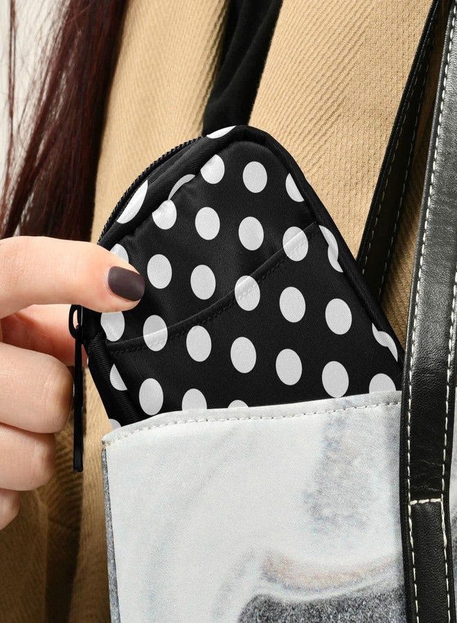 Pfrewn Polka Dot Black Pill Organizer Case Modern 7 Day Travel Pill Box with Zipper Portable Weekly Vitamin Medicine Supplement Holder Pouch Bag - Image 4