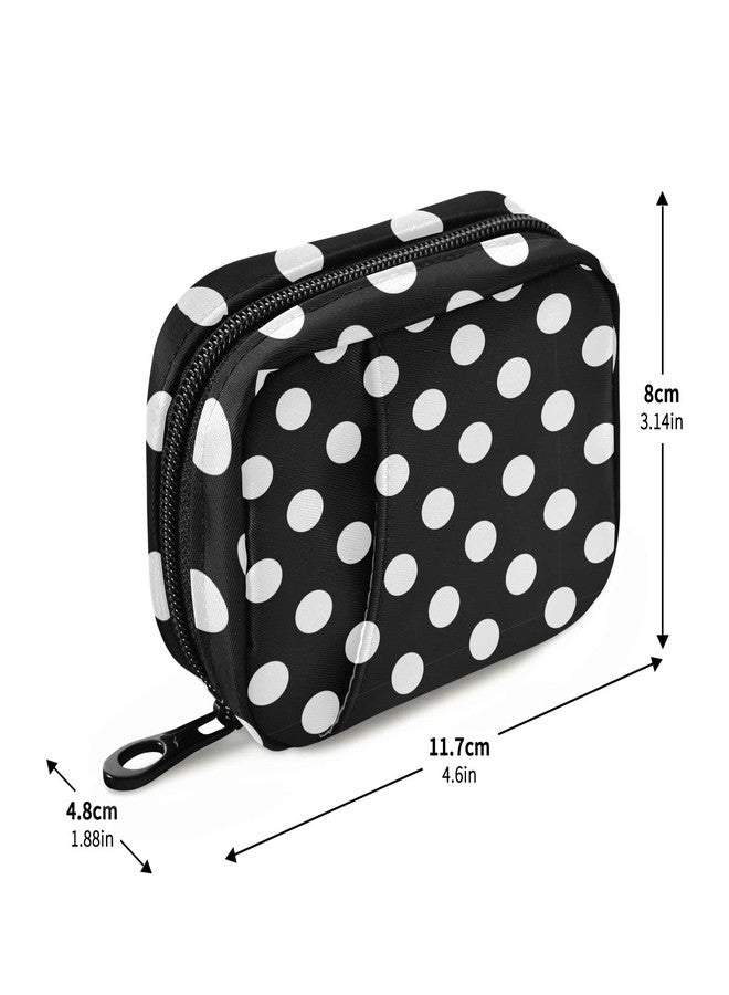 Pfrewn Polka Dot Black Pill Organizer Case Modern 7 Day Travel Pill Box with Zipper Portable Weekly Vitamin Medicine Supplement Holder Pouch Bag - Image 3