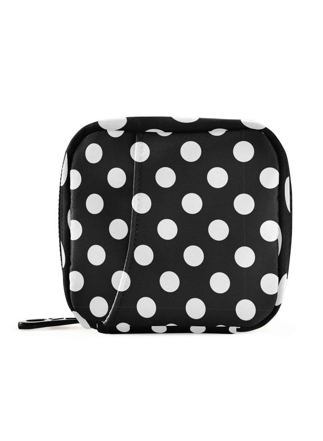 Pfrewn Polka Dot Black Pill Organizer Case Modern 7 Day Travel Pill Box with Zipper Portable Weekly Vitamin Medicine Supplement Holder Pouch Bag - Image 1
