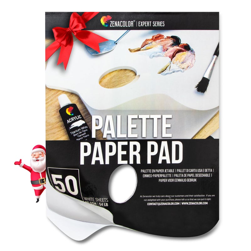 Zenacolor - Paper Palette Pad - 50 Removable and Disposable Sheets for Painters - 80gsm, 24lb - Paint Mixing Palette for All Paints (Oil, Acrylic, Watercolor,...) - Image 1