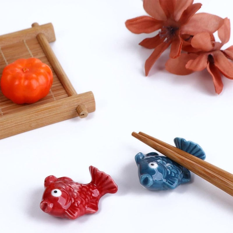 Kopida 2 Pcs Ceramic Chopsticks Holder, Creative Cute Fish Shaped Chopsticks Rest Rack Spoon Fork Knife Holder Dinnerware Stand for Home or Restaurant Decoration - Image 4