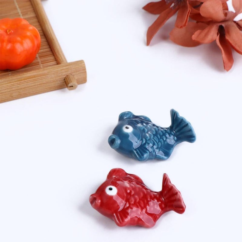 Kopida 2 Pcs Ceramic Chopsticks Holder, Creative Cute Fish Shaped Chopsticks Rest Rack Spoon Fork Knife Holder Dinnerware Stand for Home or Restaurant Decoration - Image 3