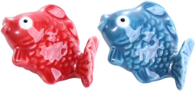 Kopida 2 Pcs Ceramic Chopsticks Holder, Creative Cute Fish Shaped Chopsticks Rest Rack Spoon Fork Knife Holder Dinnerware Stand for Home or Restaurant Decoration - Image 1