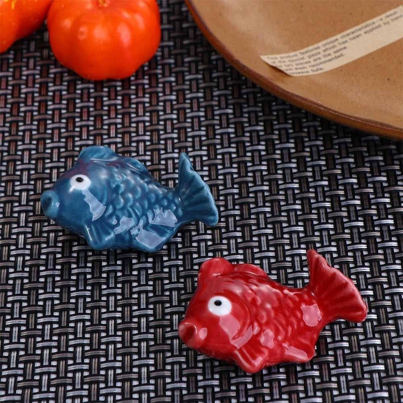 Kopida 2 Pcs Ceramic Chopsticks Holder, Creative Cute Fish Shaped Chopsticks Rest Rack Spoon Fork Knife Holder Dinnerware Stand for Home or Restaurant Decoration - Image 5