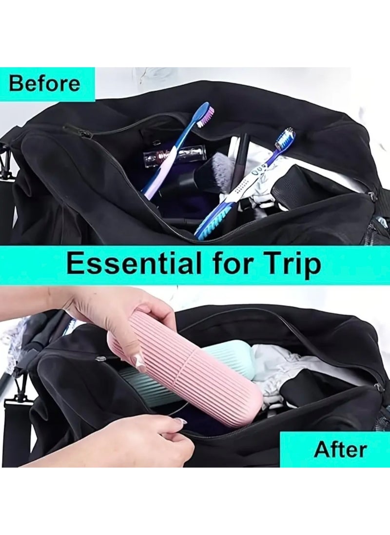 CleanWave - The Pure Effect PINK Travel Toothbrush Holder with Cup - Portable Toothbrush Case with Rinse Cup for Bathroom Essentials & Travel Toothbrush Holder, Portable Toothbrush Cup Case 19CM,Camping, Business Trip. School  - Image 4