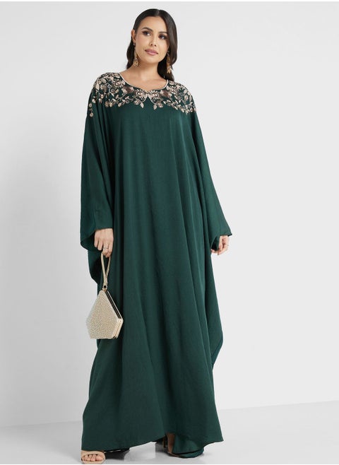 Embroidered Flared sleeve Jalabiya