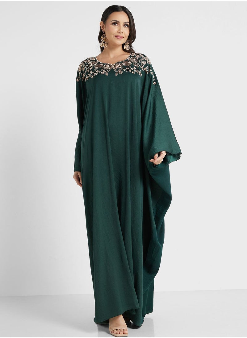 hayas closet - Embroidered Flared sleeve Jalabiya - Image 1