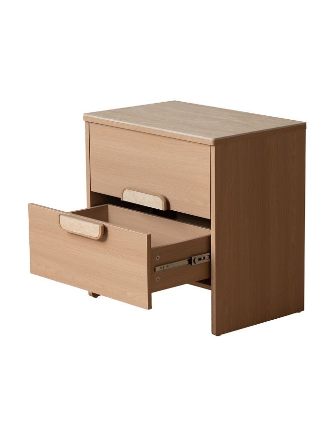 DANUBE HOME Danube Home Travvy 2 Drawer Night Stand With Travertine Stone Top| Multifunctional Bedside Table Space Saving Nightstand Side Table Modern Design Furniture For Bedroom L60Xw40Xh60Cm-Dark Beige  - Image 3