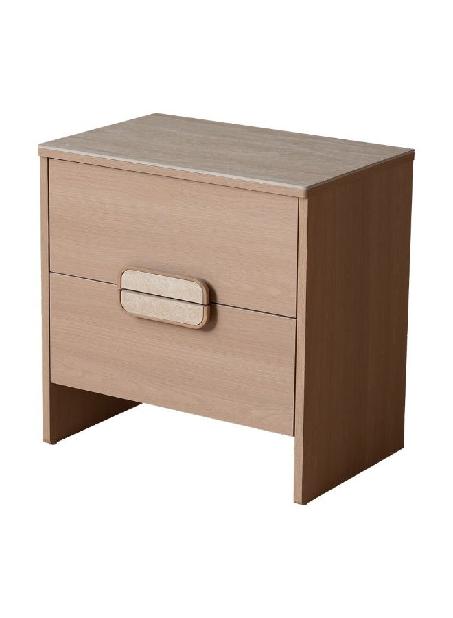DANUBE HOME Danube Home Travvy 2 Drawer Night Stand With Travertine Stone Top| Multifunctional Bedside Table Space Saving Nightstand Side Table Modern Design Furniture For Bedroom L60Xw40Xh60Cm-Dark Beige  - Image 2