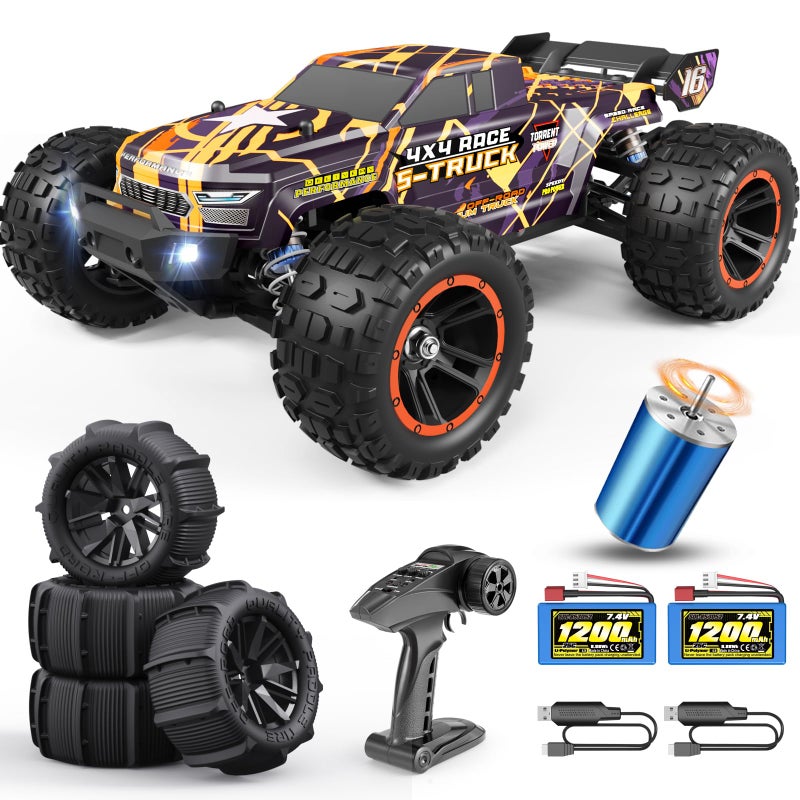 HAIBOXING Brushless RC Car 16890A 116 Scale 4X4 Fast Remote Control Truck 48 KMH Top Speed Hobby RC Cars for Adults and Boys All Terrain OffRoad Truck with Spare Paddle Tires for Sand Land - Image 2