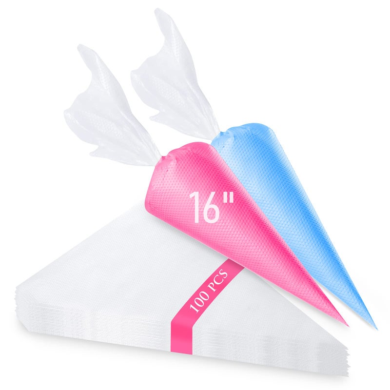 Tamodan Piping Bags 100PCS  16 Inches Tipless Piping Bags Extra Thick Pastry Bags Disposable NonSlip Icing Piping Bags Disposable Design Cake Decoration