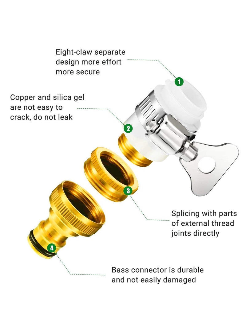 سانموجيد موصل حنفية عالمي، موصل حنفية خلاط لأنابيب الخراطيم، موصل خرطوم حنفية المطبخ مع موصل حنفية نحاسية 3/4 بوصة و1/2 بوصة إلى موصل خرطوم، قطر أقصى علوي 23 مم - Image 2