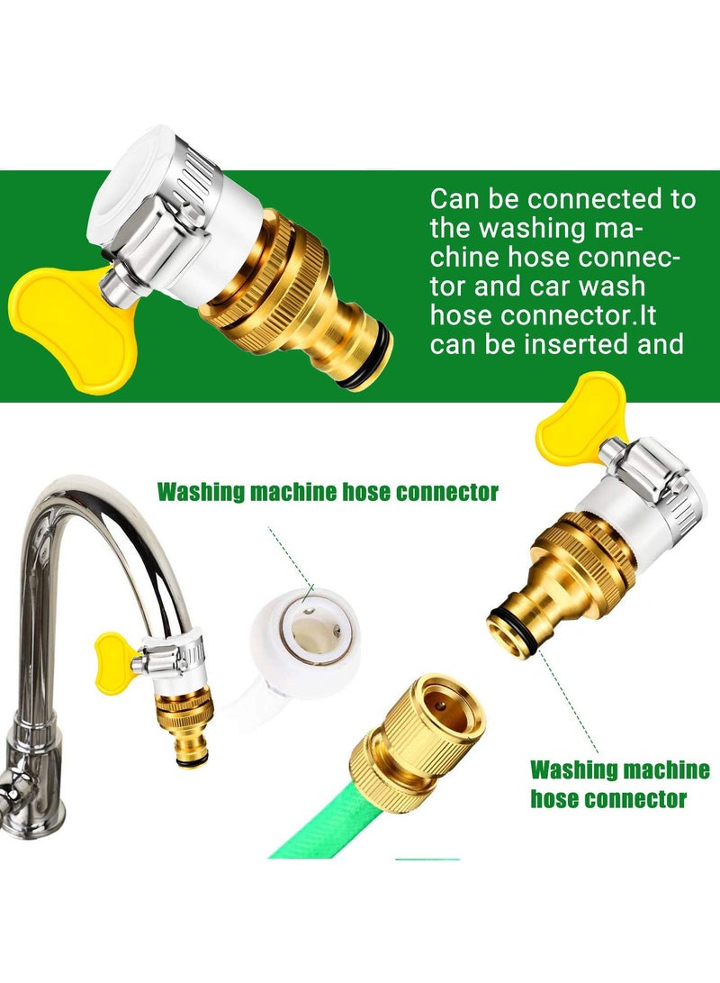 سانموجيد موصل حنفية عالمي، موصل حنفية خلاط لأنابيب الخراطيم، موصل خرطوم حنفية المطبخ مع موصل حنفية نحاسية 3/4 بوصة و1/2 بوصة إلى موصل خرطوم، قطر أقصى علوي 23 مم - Image 3