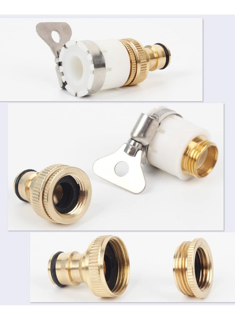 سانموجيد موصل حنفية عالمي، موصل حنفية خلاط لأنابيب الخراطيم، موصل خرطوم حنفية المطبخ مع موصل حنفية نحاسية 3/4 بوصة و1/2 بوصة إلى موصل خرطوم، قطر أقصى علوي 23 مم - Image 4