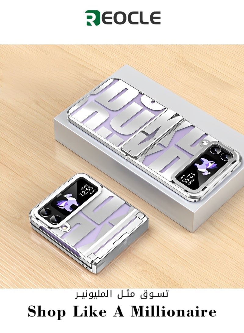 REOCLE Samsung Galaxy Z Flip 4 3 Case with Hinge Protection Full Cover Slim Case Luxury Phantom Plating Phone Case Electroplated Trendy Letter Phone Case for Galaxy Z Flip 4 3 - Image 1
