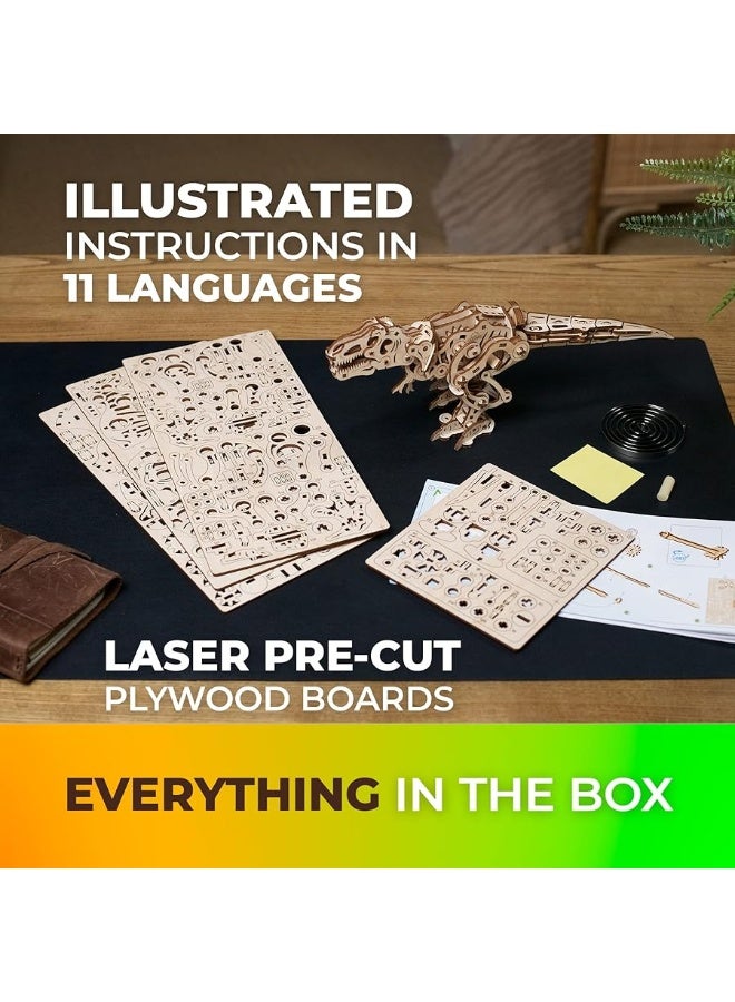 UGEARS مجموعة نماذج الديناصورات 3D من UGEARS - تي ريكس المتجول من العصر الجوراسي - ألغاز خشبية 3D للبالغين والعائلة بأكملها - مجموعة نماذج الديناصورات - ألغاز خشبية ميكانيكية تي ريكس 3D - Image 3