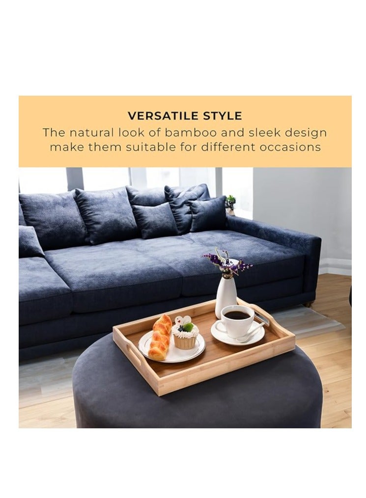 Bamboo Wood Tray Set – 3-Pack Serving Trays with Handles – Perfect for Kitchen, Food, Coffee, and Snacks  - Image 2