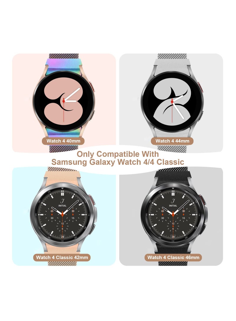 حزمتان من الأشرطة المعدنية بدون فجوات لساعة Samsung Galaxy Watch 4 (40 مم/44 مم) وGalaxy Watch 4 Classic (42 مم/44 مم) - أشرطة ميلانيزي لوب المغناطيسية المصنوعة من الفولاذ المقاوم للصدأ للرجال والنساء، باللون الذهبي الوردي/الوردي. - Image 2