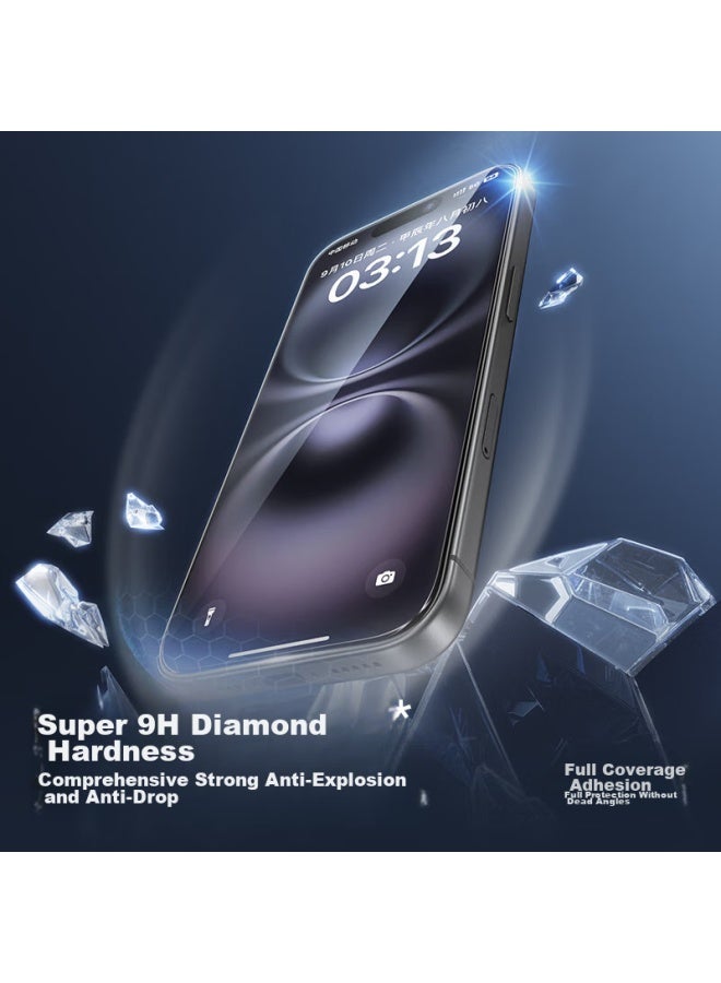 Smartdevil Iphone 16 Tempered Glass Screen Protector, Full Coverage Diamond Clear Anti-fingerprint Shatterproof Protective Film For Iphone 16 - Image 3
