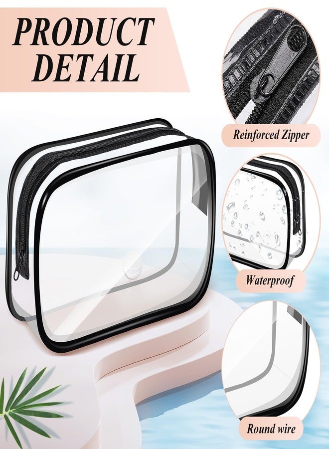 JEFHOMKIT 16 PCS Clear Makeup Bags,Clear Toiletry Bags TSA Approved,Waterproof Clear Cosmetic Bags,PVC Travel Bag with Zipper,Portable Transparent Cosmetic Pouches for Women Men Vacation(Black,Medium) - Image 3