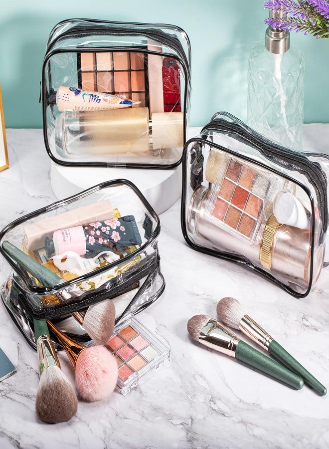 JEFHOMKIT 16 PCS Clear Makeup Bags,Clear Toiletry Bags TSA Approved,Waterproof Clear Cosmetic Bags,PVC Travel Bag with Zipper,Portable Transparent Cosmetic Pouches for Women Men Vacation(Black,Medium) - Image 5