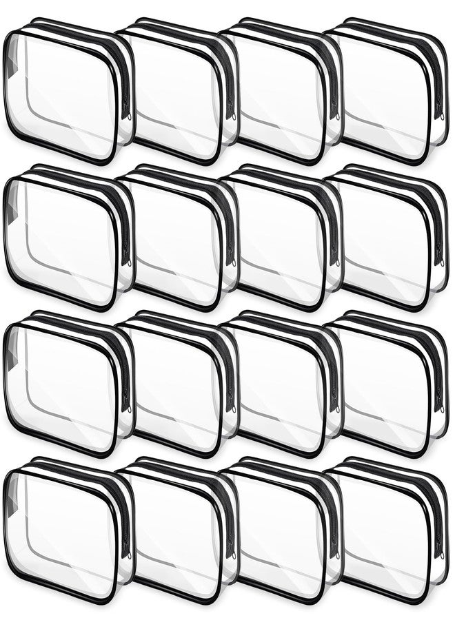 JEFHOMKIT 16 PCS Clear Makeup Bags,Clear Toiletry Bags TSA Approved,Waterproof Clear Cosmetic Bags,PVC Travel Bag with Zipper,Portable Transparent Cosmetic Pouches for Women Men Vacation(Black,Medium) - Image 1