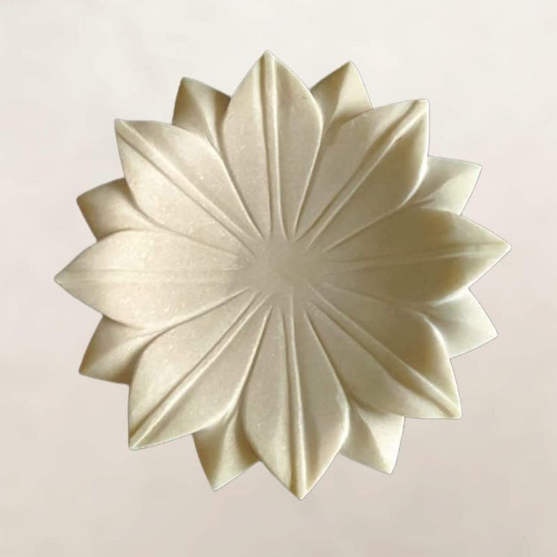 MBSC MBSC Marble Lotus Plate for Home Decor, Kitchen Serving, Dining Table Decoration and Gift (6 Inches)  - Image 1