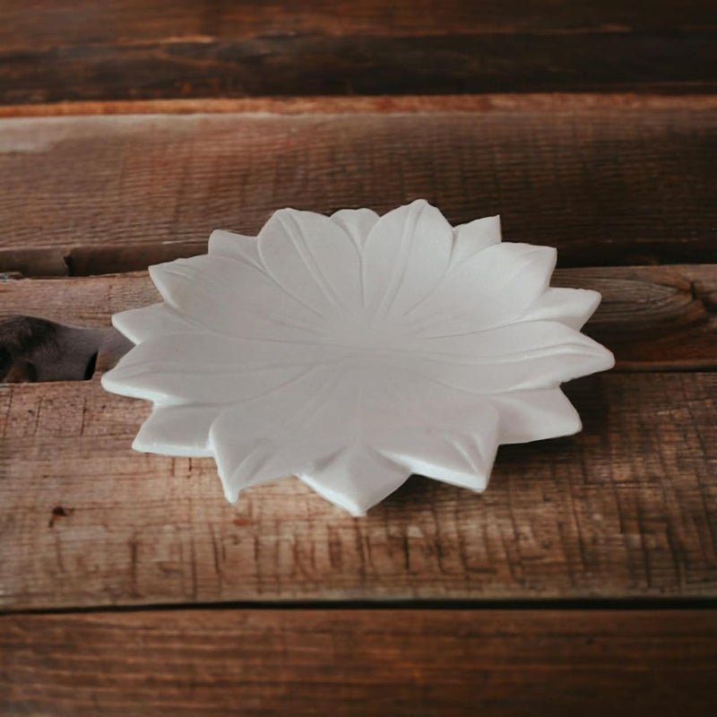 MBSC MBSC Marble Lotus Plate for Home Decor, Kitchen Serving, Dining Table Decoration and Gift (6 Inches)  - Image 4