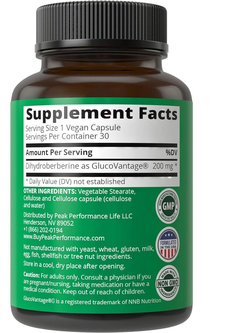 Peak Performance Super Berberine Metabolism Support Keto Friendly Plus Vegan Extract Pills 30 Capsules 30 Servings - Image 2