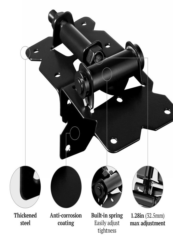 skysen Carbon Steel Vinyl Wood Fence Self Closing Gate Hinges Black(2063-cs-p) - Image 4