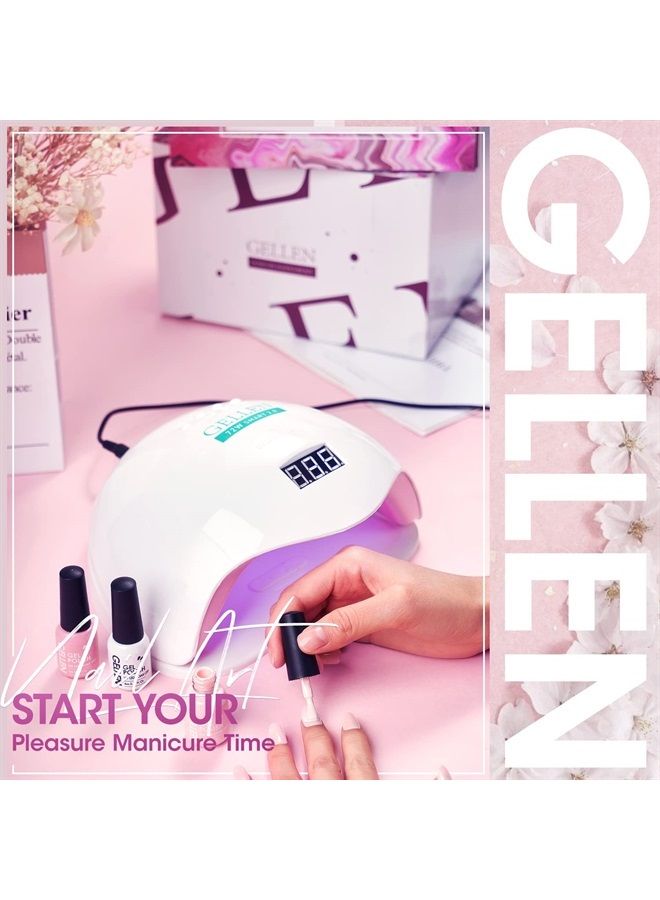Gellen Gel Nail Polish Kit with Nail Light 72W Nail Dryer, 12 Gel Nail Polish Colors, No Wipe Top Base Coat, Nail Art Decorations, Manicure Tools, All-In-One Manicure Kit, Macaron Candy - Image 5
